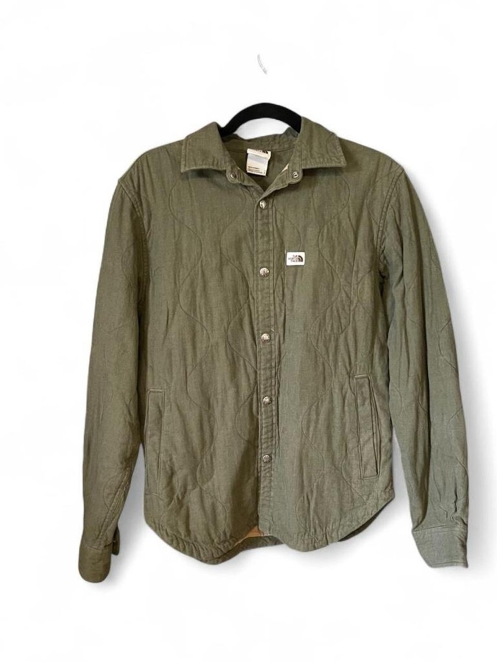 The North Face Olive Quilted Button-Down Shacket